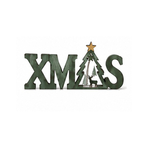 Xmas <b>Wooden</b> <b>Sign</b> With Christmas Tree And Reindeer Traditional Holiday Decor Handicraft - Product Image 1