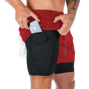 <b>Men</b> <b>White</b> Sport <b>Shorts</b> With Phone Pocket Drawstring Waist Quick Dry Spandex Polyester Athletic Workout <b>Shorts</b> - Product Image 2
