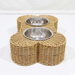 <b>Top</b> Rated Eco-Friendly Modern Oval Wire Frame Plastic & Iron <b>String</b> Raised Pet Food Water Station Dual Diner Base - Product Image 2