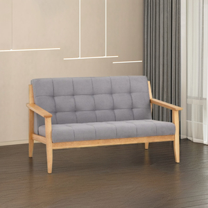 Modern Grey Tufted Back Loveseat Sofa 2-Seater Couch Comfortable Living Room & Bedroom <b>Seating</b> Furniture - Product Image 1