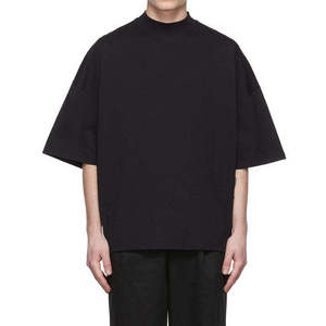 Camiseta Deportiva de Manga Corta para Hombre, de Algodón Tejido, Oversize, Lisa, Transpirable, Negra - Product Image 3