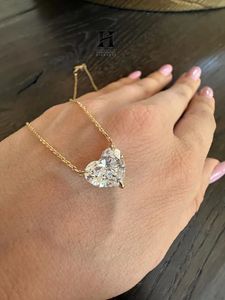 Pendentif solitaire en diamant de laboratoire taille cœur certifié IGI, or jaune 14 carats, collier cœur romantique pour femme, bijoux fins - Product Image 6