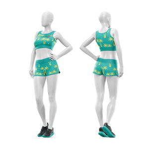 Conjunto de Yoga Ligero de 2 Piezas con Cintura Media, Top Corto con Cuello Redondo y Pantalones Cortos con Cintura Elástica, Elástico en 4 Direcciones y Transpirable - Product Image 4