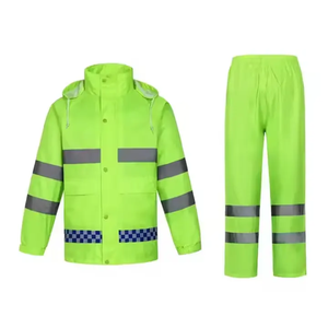 Conjunto Impermeable Unisex de Poliéster con Franjas Reflectantes, Chaqueta con Capucha y Pantalones, Uniforme de Trabajo - Product Image 2