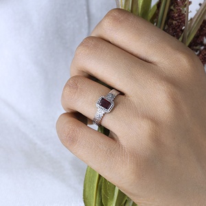 Natural <b>Garnet</b> Wholesale 925 Sterling <b>Silver</b> <b>Ring</b> Handmade Red <b>Garnet</b> Bezel Set Chevron Band <b>Ring</b> for Women - Product Image 2