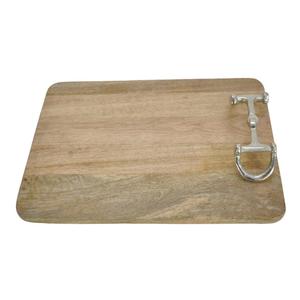 Large Rectangular <b>Shape</b> Thick Wooden Chopping Board With Gold Horse Bit Handle Multifunctional Style Kitchen Accessories - Product Image 4