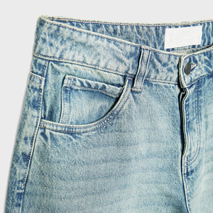 Jeans de Mezclilla de Cintura Alta, Corte Recto, Desgastados, Lavado Claro, Largura al Tobillo, Pantalones Casuales para Mujer, Estilo Vintage, Tela de Algodón, para Primavera - Product Image 3