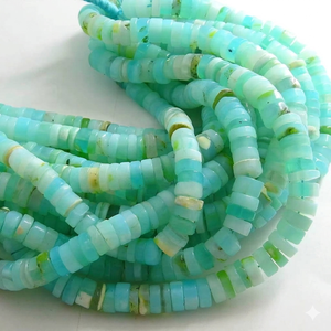 Perles en vrac en opale bleue naturelle du Pérou, lisses, en forme de bouton de monnaie, 16 pouces, certifiées par un tiers, vente en gros, nouveauté - Product Image 1