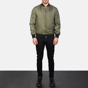 Veste décontractée pour homme, vert olive, fermeture éclair, coupe classique, extérieur en polyester, couleur unie, pour l'automne - Product Image 2