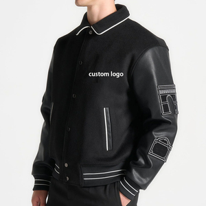 Chaqueta Varsity Gris para Hombre con Mangas Blancas, Diseños de Parches, Cuello Camisero, Botón Único, Estilo Casual - Product Image 6