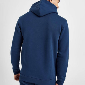 เสื้อสเวตเชิ้ตมีฮู้ดสีน้ำเงินกรมท่าสำหรับผู้ชาย ทรงปกติ สวมใส่สบาย ผ้าฟลีซ แขนยาว มีกระเป๋า ผ้าถัก สีพื้น สำหรับฤดูใบไม้ร่วง ปี 2027 - Product Image 2