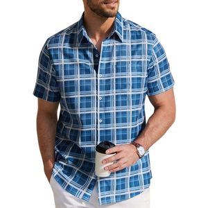 Lightweight Cotton Button Down <b>Dress</b> <b>Shirt</b> High Quality Grid Print Urban Casual Street Checkered <b>Shirts</b> - Product Image 2