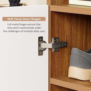 4-Tier Engineered Wood <b>Shoe</b> Rack with Door | Multi-Layer <b>Storage</b> Organizer Shelf for <b>Shoes</b>, Bags & Accessories – Oak Brown - Product Image 2