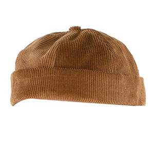 Gorra Docker de pana marrón vintage. Gorro de Pescador sin Borde para Hombre y Mujer, Tejido Acanalado Retro con Borde Enrollado, Estilo Urbano - Product Image 4