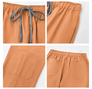 Ensemble de blouses médicales pour femmes, bleu clair, col en V, pantalon droit, extensible, confortable, avec poches, uniforme, logo personnalisé, vente en gros, faible MOQ, haut de gamme - Product Image 3
