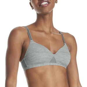 Sujetador Deportivo Ligero Color Gris Jaspeado, Tirantes Finos, Cuello en V Informal, Bralette para Mujer, Ropa de Yoga y Entrenamiento - Product Image 1