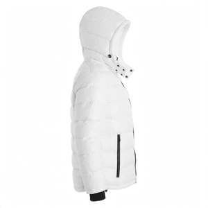 Men's <b>White</b> Hooded Puffer <b>Jacket</b> Winter Warm Padded <b>Jacket</b> With Black Zipper Custom Logo Quilted Bubble <b>Jacket</b> for Men - Product Image 2