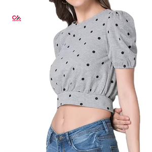 Camisetas Cortas para Mujer, Diseño Estampado, Alta Calidad, 100% Algodón Transpirable, Servicio OEM, Ropa Urbana - Product Image 2