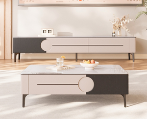 Table basse rectangulaire de style nordique, table centrale rectangulaire minimaliste avec tiroirs de rangement pour le salon - Product Image 3