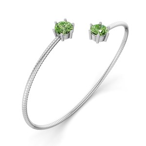 Brazalete Elora Flexi de Oro Blanco de 14 Quilates con Diamante de Laboratorio Verde Océano (1 Ct.) Tw. Pulseras y Brazaletes de Diamantes para Compromiso - Product Image 6