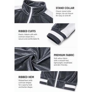 <b>Velour</b> <b>Tracksuits</b> Set Sweatsuits 2 Piece Sports Outfit Zip Hoodie Pants Set Joggers Set - Product Image 4