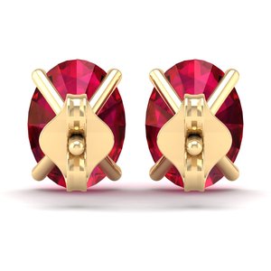 REYES Factory Outlet Price 14K <b>Gold</b> Oval Cut 2.42 Ruby Gemstone <b>Screw</b> <b>Back</b> Stud <b>Earrings</b> For Women Hip Hop Style Jewelry - Product Image 4