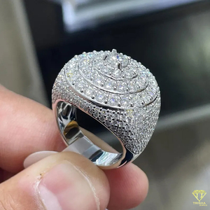 Custom Round Moissanite Diamond <b>Ring</b> For <b>Men</b> Hip Hop White Gold <b>Ring</b> Design - Product Image 5