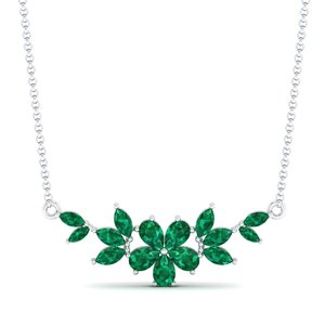 REYES Personalised 925 Sterling <b>Silver</b> GRA Certified Moissanite <b>Necklace</b> Handmade Pear Cut 3.87 Carat Emerald Gemstone Jewelry - Product Image 3