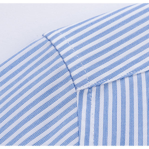 Chemise habillée décontractée à manches longues pour homme, en popeline rayée 100 % coton respirant 140g, col montant, boutonnée, idéale pour le printemps et le bureau - Product Image 5