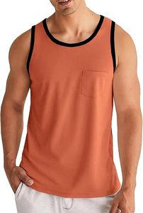 Men's Plus Size <b>Orange</b> Breathable Tank <b>Top</b> with Pocket Casual Sleeveless <b>Vest</b> O-Neck Knitted Solid Color Wear - Product Image 4