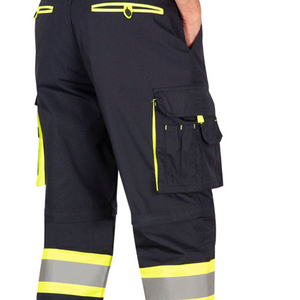Pantalon Capri de Travail Noir pour Homme avec Bandes Réfléchissantes, Multiples Poches, Respirant, en Velours Côtelé Écologique, Imperméable, Taille Mi-Haute, Fermeture Éclair - Product Image 6