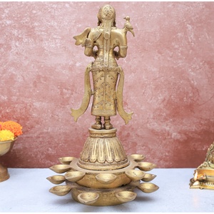 Estatua Laxmi de latón económica, grandes festivales, decoración del templo del hogar, escultura de pie profunda para ocasiones especiales, venta al por mayor - Product Image 3
