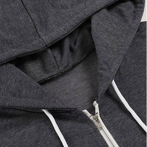 Sweat-shirt à capuche zippé pour femme, manches longues, couleur unie, tricoté, décontracté, pour l'hiver - Product Image 3
