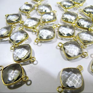 Cristal de Roca Natural en Forma de Cojín de 11 mm, Briolette, Cristal de Cuarzo Genuino, Conector de Bisel, Doble Aro - Product Image 3