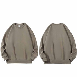 เสื้อสเวตเชิ้ตคอกลมโอเวอร์ไซส์ ยูนิเซ็กส์ สีพื้น ผ้าถัก คอตตอน สวมใส่สบายๆ สำหรับฤดูใบไม้ร่วง - Product Image 1