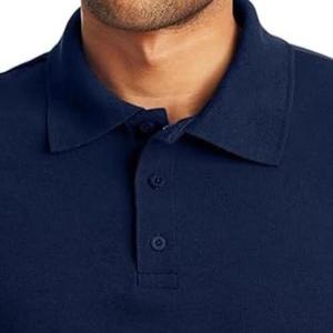 Men's <b>Blue</b> Short Sleeve <b>Polo</b> <b>Shirt</b> Solid Color Casual Button Down Collar Breathable Regular Fit Woven Cotton - Product Image 3