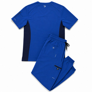 Private Label Unisex Blue Polyester <b>Scrub</b> <b>Set</b> With Zip Pockets For Hospital Use Dental Clinic Spa Beauty Salon - Product Image 3