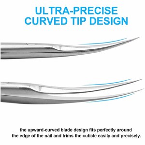 <b>Cuticle</b> Scissor Stainless Steel with Curved Tip, Non-Slip Silicone Finger Holes, Extra Sharp and Thin Blade, Sharp - Product Image 4