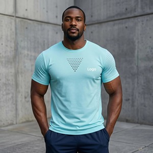 Manufacturer Anti-Shrink Quick Dry Embroidery Muscle Fit Gym Spandex Moisture Wicking <b>Tshirt</b> Sport T-Shirt - Product Image 6