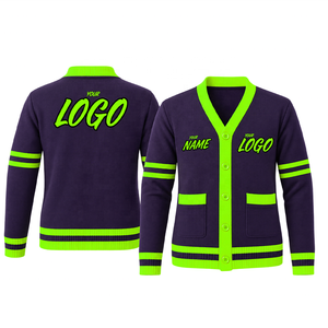 Cardigan en acrylique tricoté à col en V pour femme, broderie personnalisée, séchage rapide, double boutonnage, idéal pour les lycéennes, les universitaires, les pom-pom girls et les remises de diplômes - Product Image 2