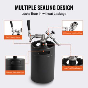 Mini Fusto da 170 Oz (5L) in Acciaio Inossidabile 304 Pressurizzato per Birra con Display Pressione e Sistema di Spillatura, Tipo Barile, Certificato CO - Product Image 5