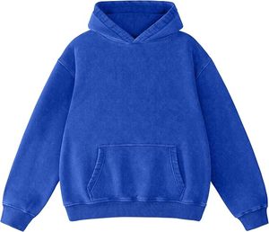 เสื้อฮู้ดโอเวอร์ไซส์แบบยูนิเซ็กซ์ สีน้ำเงินล้วน ผ้าโพลีเอสเตอร์ฟลีซ สวมใส่สบาย เป็นมิตรกับสิ่งแวดล้อม มีซิป เหมาะสำหรับฤดูหนาว ทรงปกติ มีกระเป๋า - Product Image 1