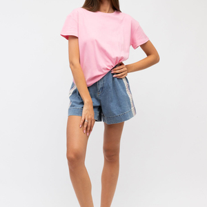 T-shirt d'été pour femme grande taille, col rond, manches courtes, 100 % coton, uni, avec logo, décontracté, respirant, pour le sport et la gym - Product Image 3