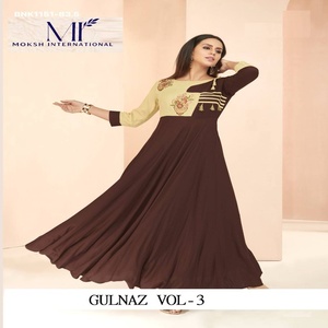 New Arrival Best Quality Heavy Rayon with Embroidered Long Round <b>Kurti</b> Collection Supplier from India Woman Fashion - Product Image 1
