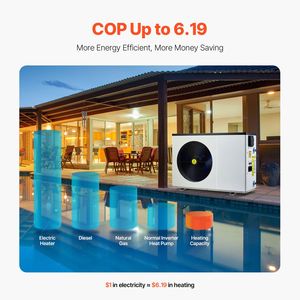 Pompe à chaleur électrique à faible bruit pour piscine, 35830 BTU, pour piscines hors sol de 6605 à 13209 GALLONS, chauffage et refroidissement - Product Image 4