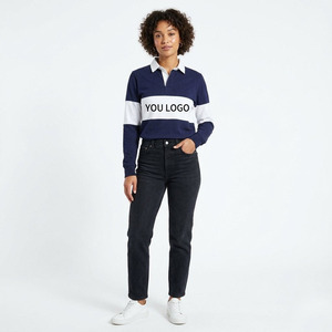 Men's <b>Long</b> <b>Sleeve</b> Color Blocked <b>Polo</b> <b>Shirt</b> With Front Logo Print Breathable Knitted Cotton Casual Style - Product Image 5