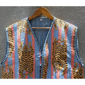 Chaleco acolchado sin mangas para mujer, estampado de tigre, abrigo de algodón, ropa exterior informal de invierno con bolsillos, chaleco acolchado, regalo para ella - Product Image 4