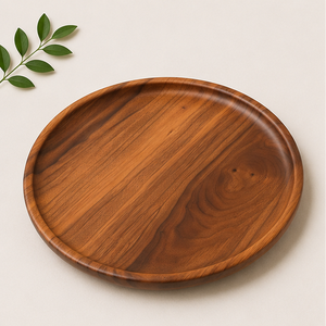 Assiette de service tendance en bois d'acacia écologique, ronde, rustique, faite à la main, pour les fêtes et les événements - Product Image 6