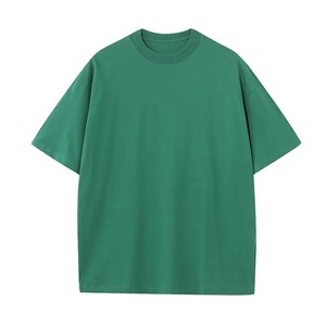 เสื้อยืดคอกลมแขนสั้นทรงโอเวอร์ไซส์ผ้าฝ้ายย้อมสีพื้นสำหรับผู้ชาย สไตล์ลำลอง สีพื้น ผ้าเจอร์ซีย์ถักทรงพอดีตัว - Product Image 4
