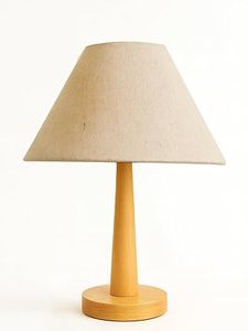 <b>Wooden</b> Modern <b>Bedside</b> Table <b>Lamp</b> E27 LED Light Beige Fabric Shade Desktop Housewarming Bedroom Decor - Product Image 2